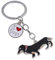 BT Bear Hunde-Schlüsselanhänger, niedlicher Metall-Schlüsselanhänger, Taschenanhänger, Dackel, Silber