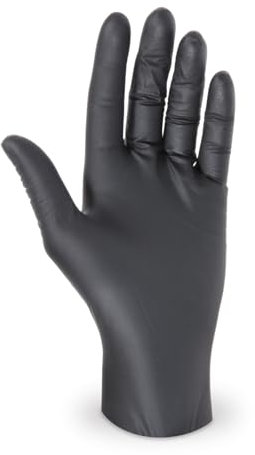 LogiPack GeRo Nitrilhandschuhe schwarz Box Einweghandschuhe, Einmalhandschuhe, Untersuchungshandschuhe, Nitril Handschuhe, puderfrei, ohne Latex, latexfrei, 200 Stück (Größe M)