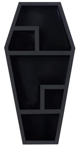 Generisch Sargregal aus Sargförmiges Wandregal Oddities Hängeregal Sarg Make-up Regale Gothic für Zuhause, Schlafzimmer, Wohnzimmer, Badezimmer, 38x18x3,2cm
