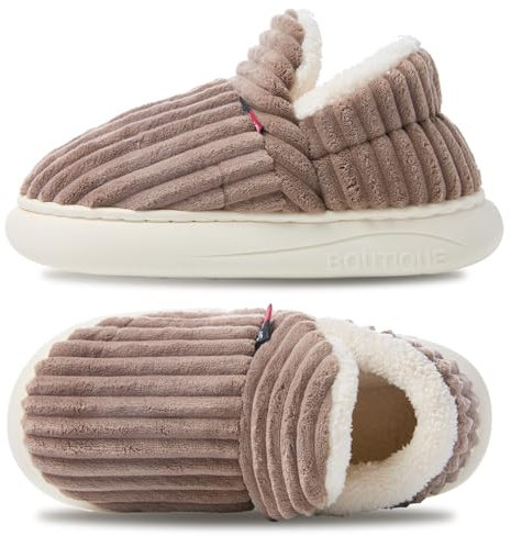 Misolin Hausschuhe Damen Winter Wärme Pantoffeln Herren With Memory Foam Kordsamt Voll Plüsch Weiche Geschlossen Baumwolleschuhe Antirutsch Bequeme Outdoor/Indoor,Café 270(EU38-39)