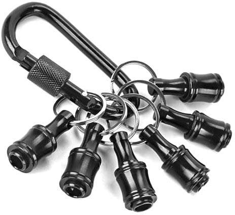 6 Pieces Bit Holder,Drill Bit Holder,1/4 Inch Hex Bit Holder Keychain,Aluminum Alloy Hex Shank Bit Holder Key Chain for Drill,For Hand-Held Screwdrivers Drill Bits (Black)