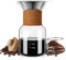 Pour Over Kaffeebereiter mit Filter aus Edelstahl, 600 ml Kaffeetropfer, Glaskaraffe mit Vintage-Lederkragen, Korkdeckel & Filterhalter