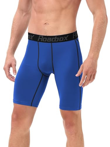 Roadbox Mens Compression Shorts, Sports Running Gym Underwear Base Layer Shorts, Anti Chafing Quick-Dry Breathbale Tights Leggings for Cycling Workout Athletic Rugby Black