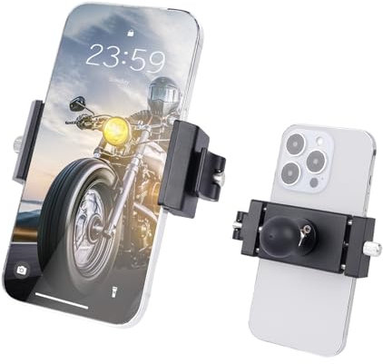 Mechrig Aluminum Phone Holder with 1 Ball Head, 360°Rotation - Compatible with RAM Mounts & Double Socket Arm, Motorcycle Bike Motorcycle Phone Stand Fit for 4.7-8.5 Phones, One-Hand Release,JC001