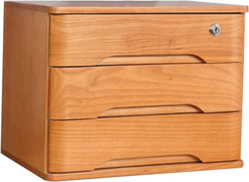 Abschließbare mehrschichtige Dokumenten-Aufbewahrungsbox aus Massivholz für A4- und A3-Dokumente, Schreibtisch-Büro-Aufbewahrungsschrank