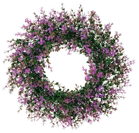 Künstliche Türkranz Frühling, Lila Eukalyptus Kranz, Deko Kranz, 40 cm Simulierte Girlande, Blumenkranz für Osterdekoration, Zuhause, Parties, Türen, Hochzeiten