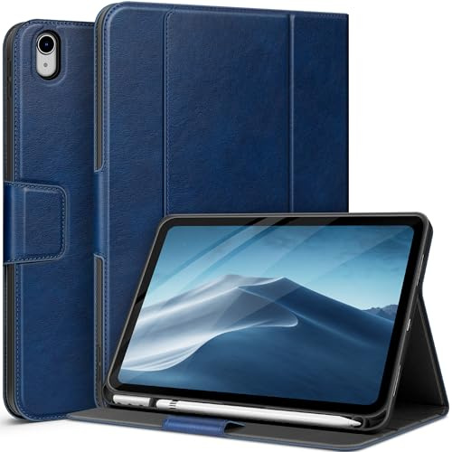 AUAUA Hülle für iPad (A16) 11./10. Generation (2025/2022), mit Stifthalter und Tasche, Multi-Winkel Ständer, Magnetverschluss, Auto Wachen/Schlafen (Blau)
