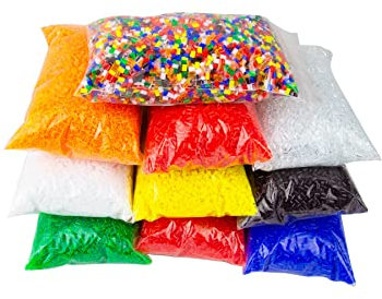 PSYWORK 10x 100g Schwarzlicht Acrylglas Granulat | Gemischt | Mehrfarbig | Schmelzgranulat | fluoreszierend | Streudeko | DIY Basteln