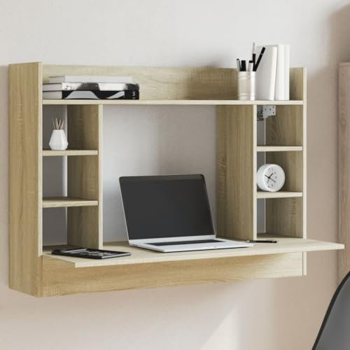 Woonisher Wand-Schreibtisch Sonoma Eiche 105x48x75 cm Holzwerkstoff Schreibtisch mit stauraum Regal sekretär