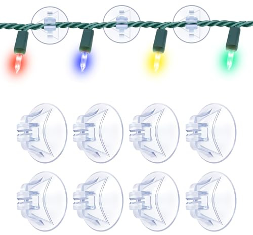 Gcstnn Suction Hooks for Christmas Light, 50 Packs Small Clear Window Suckers for Fairy Lights, Reusable Suction Cup Hooks Clips for Glass Windows Hanging Indoor Xmas Decorations