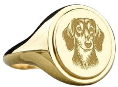 Dackel aus 925 Sterling Silber | vergoldeter Ring | ovale Siegelringe 15x13 mm | US-Bandgröße 5-12,5 Avelaibal | WDRG_0403