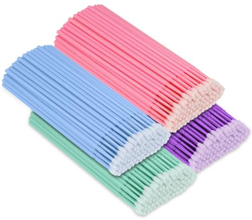 400 PCS Micro Eyelash Brush Lash Brushes with 4 Colors | Sufficient Quantity Easy to Store Micro Brushes for Makeup Eyelash Extensions Corrections Dental Care Nail Art