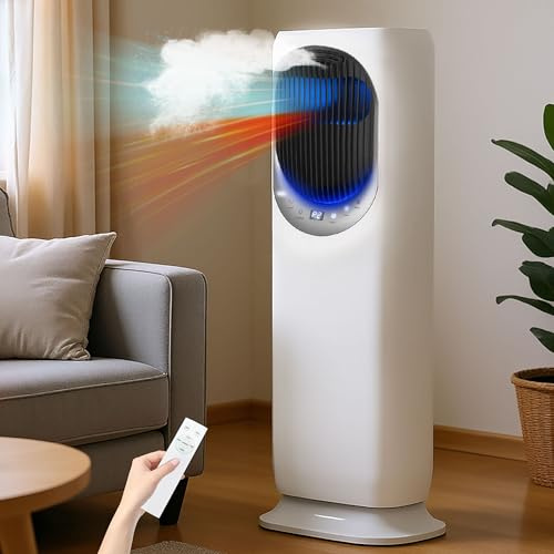MoraRise 4 in 1 Fan Heater and Cooler with Humidifier, Space Heaters Fan for Home Office, 120°Oscillating, 2 Heating & 3 Cooling Weed Speed,12H Timer, 4L Water Tank (Sliver)