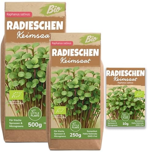 Little Plants Bio Radieschen Samen Keimsaat [10g] - Radieschensprossen & Microgreens zur eigenen Anzucht