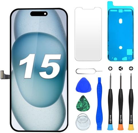 DIGI4U LCD für iPhone 15 Display Bildschirm Ersatz, 6,1'' Full HD 3D Touch Truetone LCD Bildschirm für iPhone 15 Display Digitizer Reparaturkits