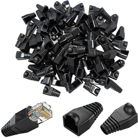 RJ 45 Ethernet Cable Connector Cover, 100 Pcs Ethernet Cable Plug Protectors Soft Plastic RJ45 Boots Cover Network Wire LAN Strain Relief Boots Prevents Cable Break for For Cat5 Cat5e Cat6 Cat6e