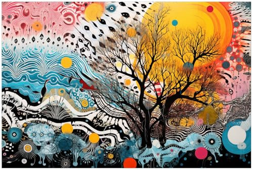 Wallario Küchenrückwand selbstklebend 90 x 60 cm, Motiv: Abstrakter Sonnenaufgang | Spritzschutz abwischbar & pflegeleicht