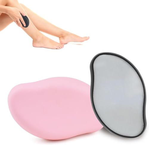 YUUTIAL 2Stk Kristall Haarentferner Rosa Und Schwarz, Ohne Rasieren | Nano Glas, für Damen & Herren, Haarentfernung ohne Hautirritationen, sanfte Gleitwirkung, für Beine, Arme & Rücken