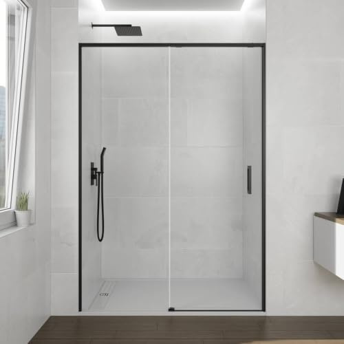 Imex - Box doccia frontale oro rosa spazzolato, 170 cm, 1 fisso + 1 scorrevole + pannello laterale fisso, in vetro reversibile da 6 mm, larghezza adattabile e 195 cm di altezza