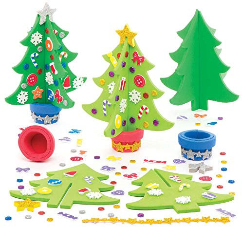 Baker Ross Christmas Tree Kits - Pack of 4, Christmas Foam Craft Kit for Kids (AR802)