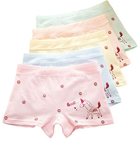 XPXGMT Boxer Slip Lot de 5 Fille Bébé Enfant Culottes Pantalon sous-Vêtement en Coton Motif Mignon Uni 1-3 Ans