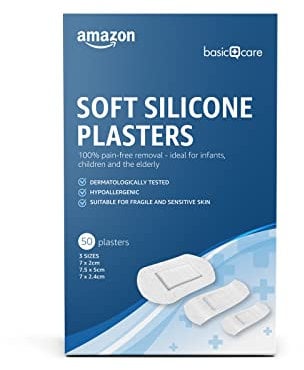 Amazon Basic Care: tiritas ultrasensibles, aptas para bebés, niños y adultos, 3 tamaños, 50 unidades