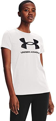 Under Armour Damen Live Sportstyle Graphic Short Sleeve Crew Neck T-Shirt, Weiß (102)/Schwarz, Mittel