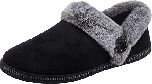 Skechers Cozy Campfire Fresh Toast, Pantuflas Mujer, Black Microfiber Faux Fur, 41 EU