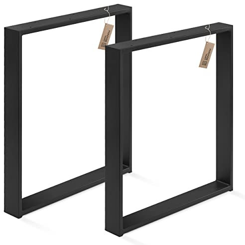 LAMO Manufaktur Tischbeine für Schreibtisch Esstisch, Simple Massive, Vierkantprofil 80x20 mm, Tischgestell 60x72 cm (BxH), Schwarz, 2 Stück, LTS-01-C-CC-9005