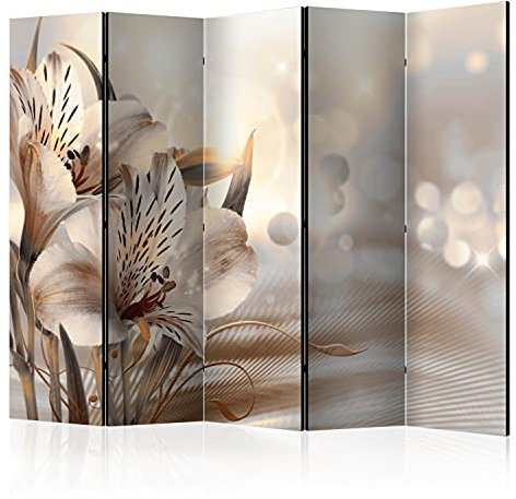 murando Raumteiler Foto Paravent Orchidee 225x172 cm beidseitig auf Vlies-Leinwand Bedruckt Trennwand Spanische Wand Sichtschutz Raumtrenner Design Blumen Natur Botanik beige Bokeh b-A-0286-z-c