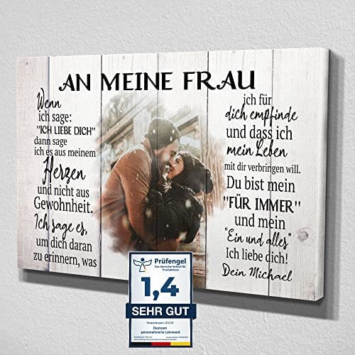 Deutsam Personalisierte Leinwand Für meine Frau Geschenk zum Valentinstag mit eigenem Foto Geschenk Valentinstag Muttertag Vatertag Leinwandbild