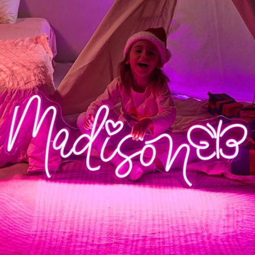 Neon Schild Personalisiert, Dimmable Personalisiert Leuchtschilder für Wanddekoration, Benutzerdefinierte Neonschilder Lichtzeichen für Schlafzimmer Hochzeit Geburtstag Party Geschenk, 1-Zeile Text