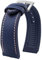 Strapseeker Theo Hybrid Nylon & FKM Gummi Performance Uhrenarmband,Ersatz-Uhrenarmbänder Qualität wasserdicht, blaues Nylon mit Dornschließe Weißer Stich,Blaue FKM Gummi (silberfarbene Dornschließe))