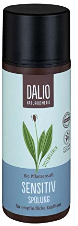 DALIO Sensitiv Spülung – verleiht gute Kämmbarkeit, Glanz und Geschmeidigkeit, mit Bio Spitzwegerich und Bio Aloe Vera, zertifizierte vegane Naturkosmetik, 150 ml