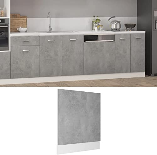 HOMIUSE Panel de cocina para lavavajillas, color gris hormigón, 59,5 x 3 x 67 cm, de madera, para fregadero, parte integrada, panel frontal para fregadero de vajilla, panel decorativo