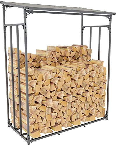 CLP Kaminholzunterstand Ruston I Kaminholzregal Anthrazit I Holzlager Aus Metall I Feuerholzregal Für Außen, Größe:M