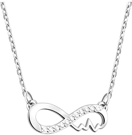Sofia Milani - Damen Halskette 925 Silber - mit Zirkonia Steinen - Unendlich Herzschlag Anhänger - N0598