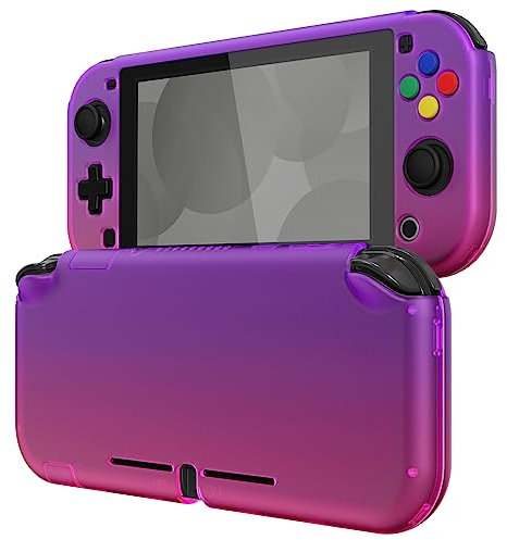 eXtremeRate PlayVital Funda para Nintendo Switch Lite Carcasa Estuche Acoplable con Protector de Pantalla de Vidrio Templado Protectora Duradera para Control Switch Lite(Atómico Púrpura Rosa)