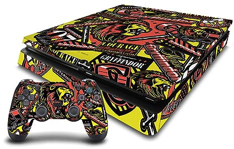 Head Case Designs Offizielle Harry Potter Gryffindor Muster Grafiken Vinyl Haut Gaming Aufkleber Abziehbild Abdeckung kompatibel mit Sony PlayStation 4 PS4 Slim Console and DualShock 4 Controller