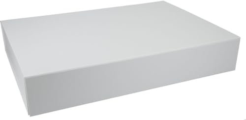 ideas in boxes Premium Geschenkbox mit Deckel, faltbar, Geschenkkarton, Magnetbox, Geschenkverpackung für Weihnachten & Geburtstag, Magnetfaltbox, Weiß matt, 37x26x6cm