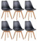 JZGORC Lot de 6 Chaises de Salle à Manger, Chaises de Cuisine Nordiques, Chaises de Bureau avec Pieds en Hêtre Massif pour Chambre à Coucher, Salon, Cuisine – Noir