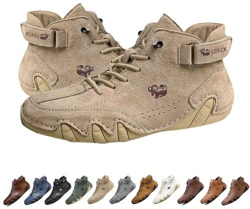Botas altas de gamuza italianas hechas a mano, Beck Shoes, zapatillas casuales ligeras, antideslizantes e impermeables for exteriores for hombres, zapatos descalzos for hombres for senderismo y conduc