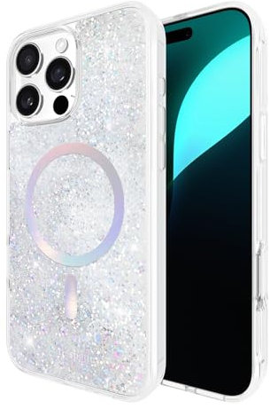 kate spade new york iPhone 16 Pro Max Case - Compatible with MagSafe - Designer Phone Case - Liquid Glitter Iridescent