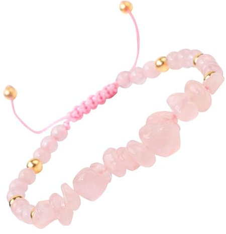 Rose Quartz Bracelet Crystal Bead Bracelet for Women, Mothers Day Gifts for Mom Valentine's Day Jewelry for Girlfriend Wife Lover Birthday Gifts Christmas Gifts