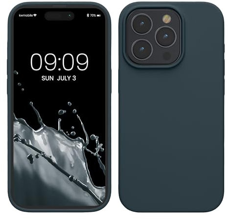 kwmobile Cover per Apple iPhone 15 Pro Max Custodia - Back Case Antiurto Bordo Rialzato - in Silicone TPU Flessibile - ardesia scuro