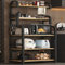 Mehrschichtiger Küchenschrank mit Mikrowellen-Regalen, Bodenregalen und Sideboard, schwarz, 70 cm