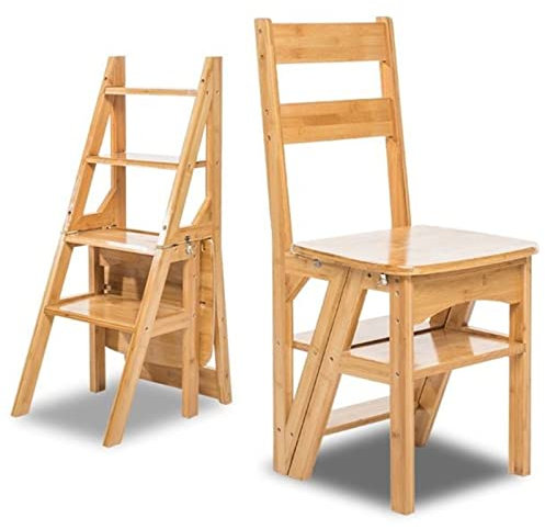 XCHSXYL Escabeau en Bois à 4 marches, escabeau Pliable Multifonction, escabeau Portable pour bibliothèque intérieure - Capacité de 150 kg