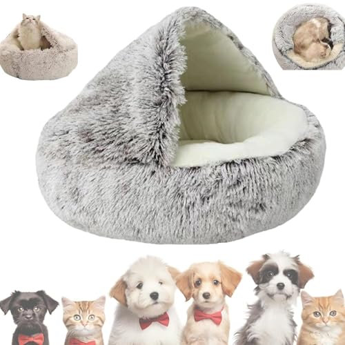 ONIICHI Cama Nido Lapcatz, Cama para Perros Cubierta, Cama para Mascotas de Felpa Antideslizante de Invierno, Nido Lapcatz para Mascotas, cómoda Cama para Mascotas Cocoon para Perros y Gatos