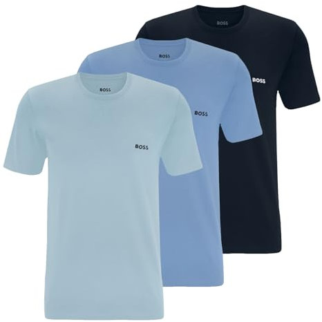 BOSS Herren Classic T-Shirts Kurzarm Shirts Pure Cotton Crew-Neck 3er Pack, Farbe:Blau, Artikel:-988 Navy/Blue/Light Blue, Größe:XL