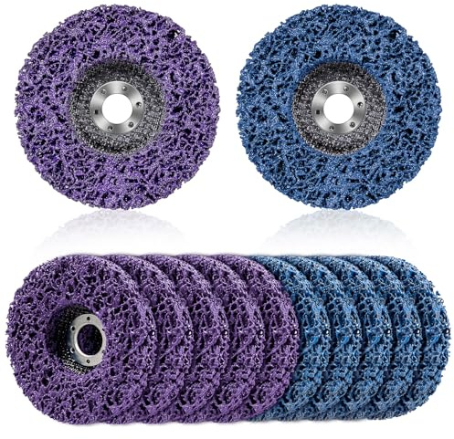 12 Stück CSD Scheibe 115mm Schleifscheiben Reinigungsscheibe Scheinwerfer Polierset Schleifscheibe Grobreinigungsscheibe für Winkelschleifer Metall Stahl Schleifen Polieren(6 blau 6 lila)